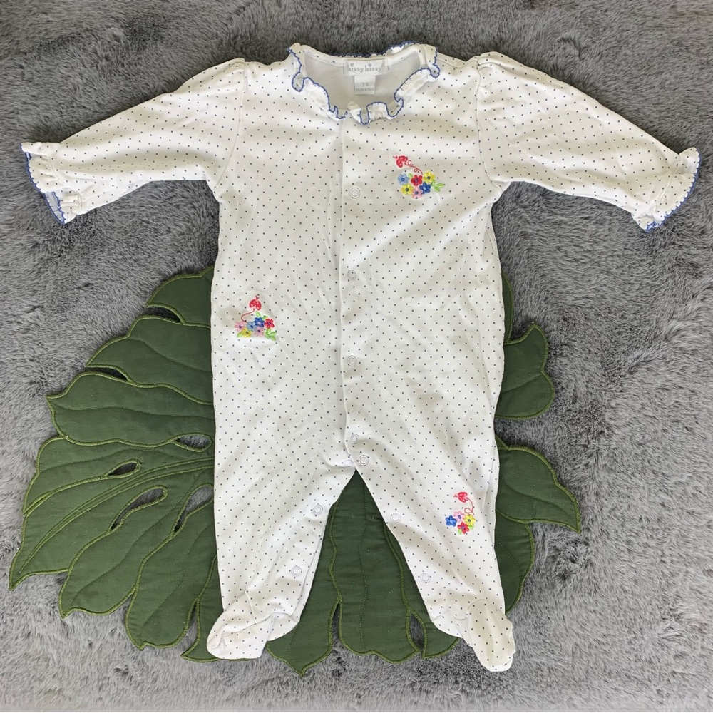 Kissy Kissy Floral Embroidered Footie - 3-6M